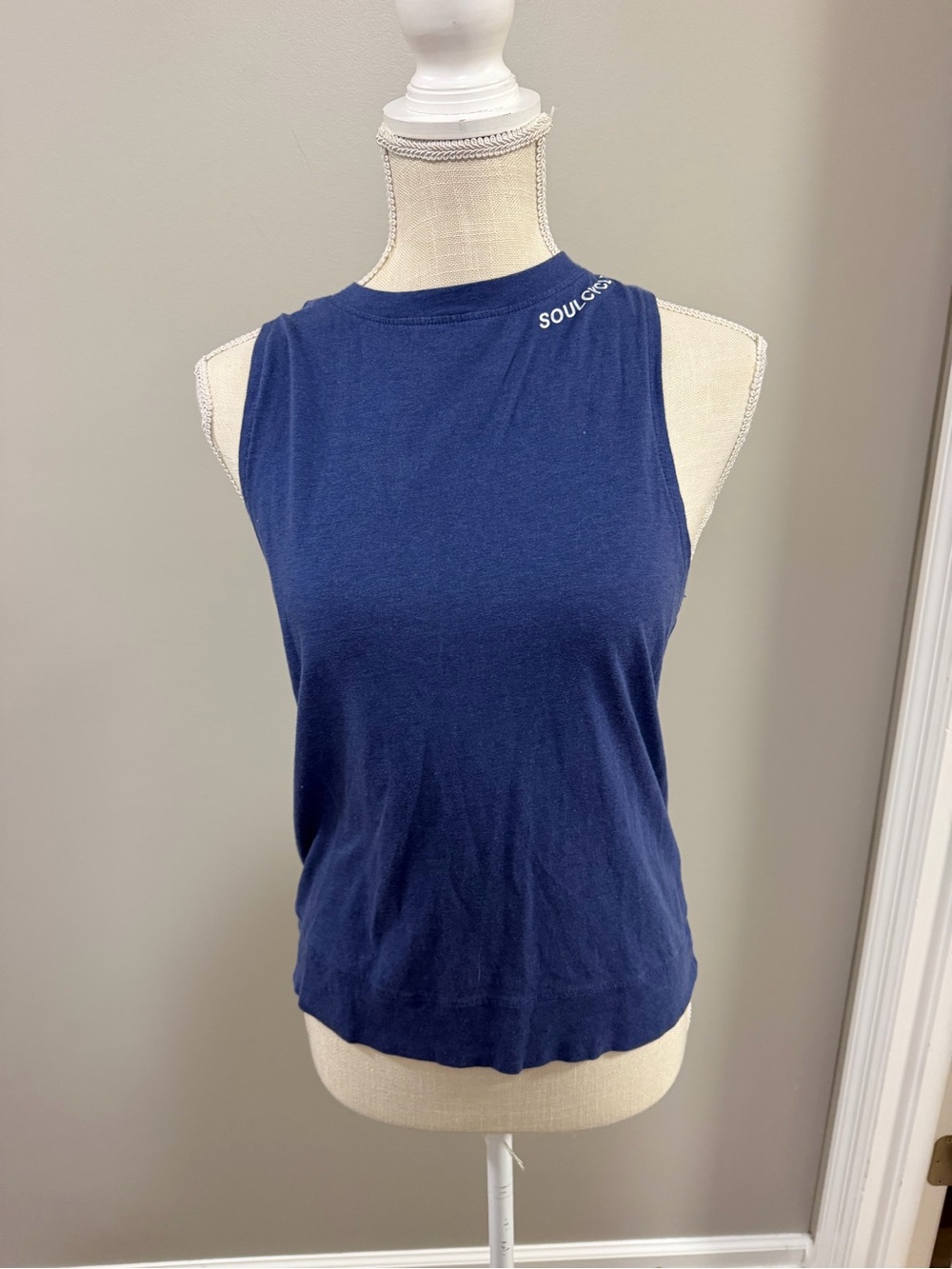 SoulCycle Cross Open Back Muscle Tank Top Blue Size Medium